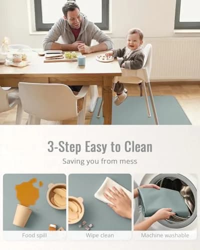 Blissful Diary Baby Splat Mat 129cm x 129cm (50.4 x 50.4 Inch) | Waterproof, Anti-Slip Floor Protector for High Chairs & Playtime thumbnail 5
