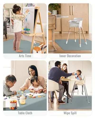 Blissful Diary Baby Splat Mat 129cm x 129cm (50.4 x 50.4 Inch) | Waterproof, Anti-Slip Floor Protector for High Chairs & Playtime thumbnail 7