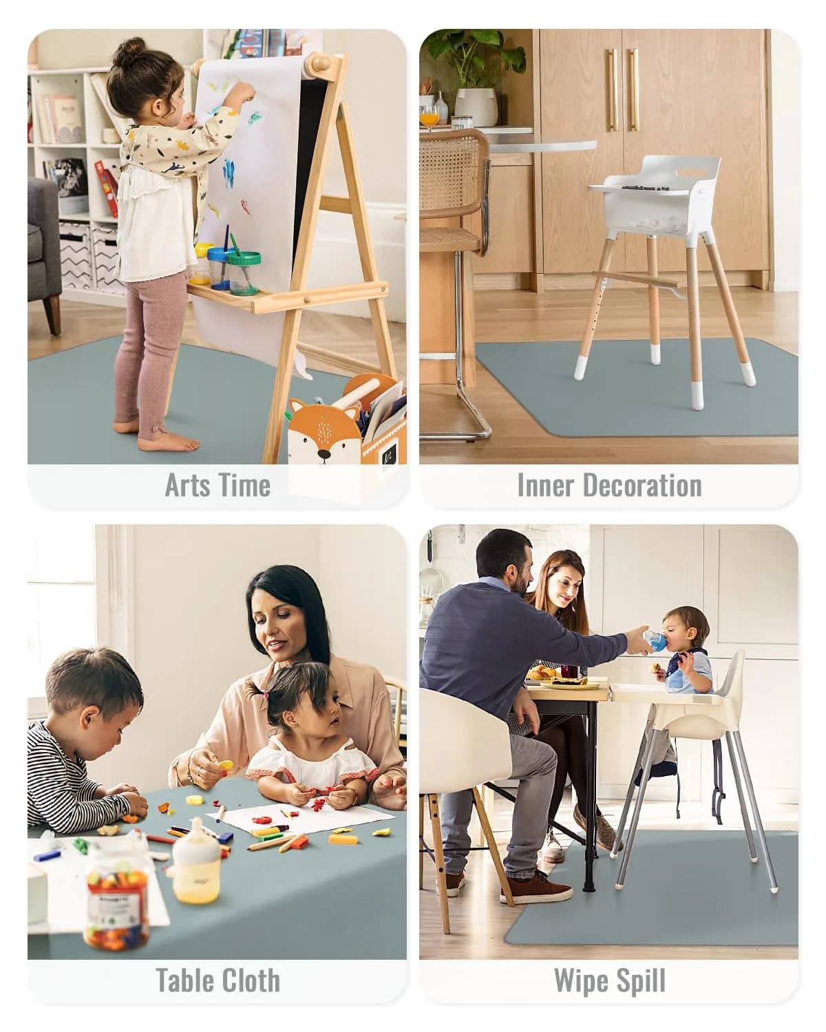 Blissful Diary Baby Splat Mat 129cm x 129cm (50.4 x 50.4 Inch) | Waterproof, Anti-Slip Floor Protector for High Chairs & Playtime - view 7