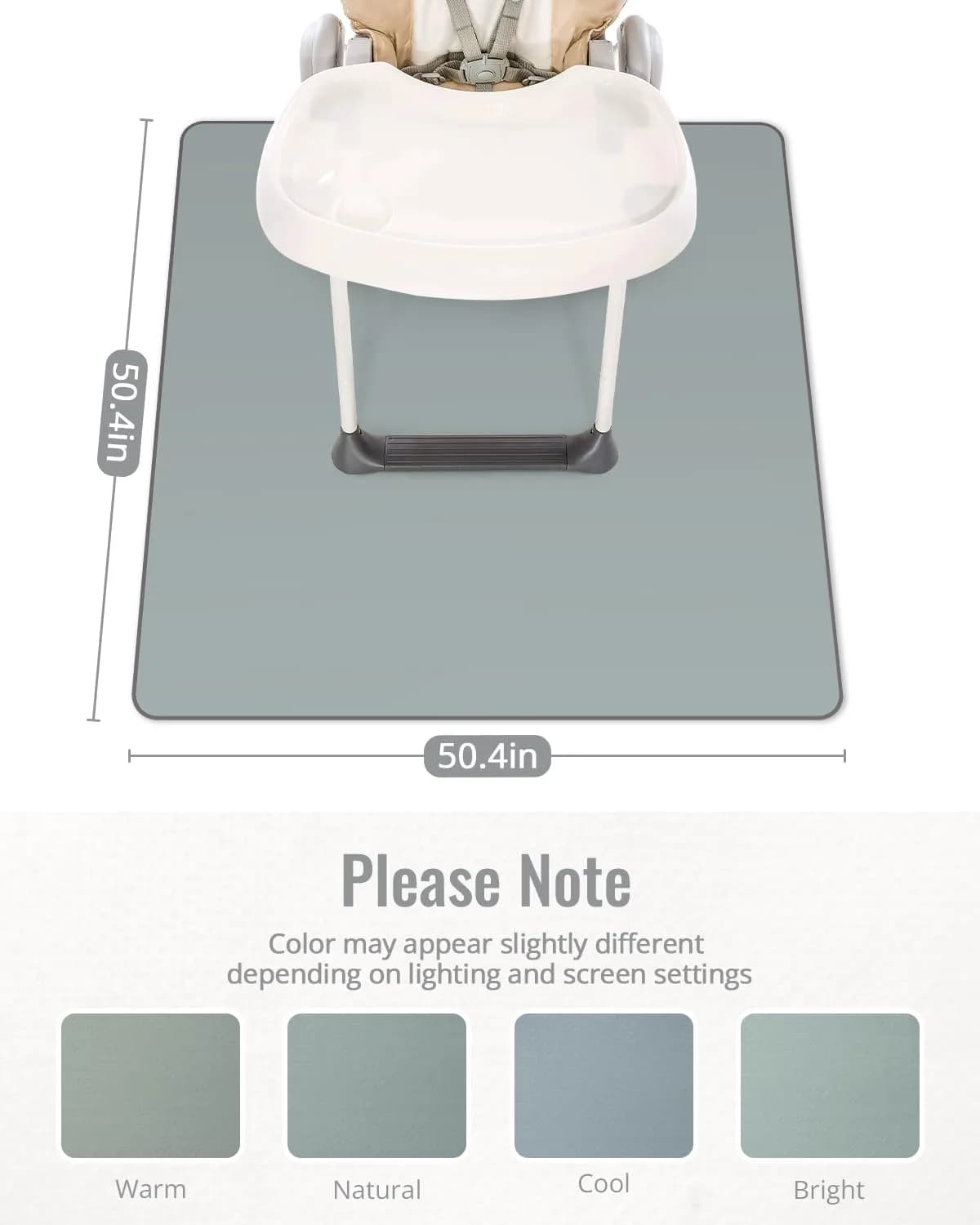 Blissful Diary 128cm Silver Mist Baby Splat Mat - Waterproof Floor Protector for High Chairs & Playtime - view 3
