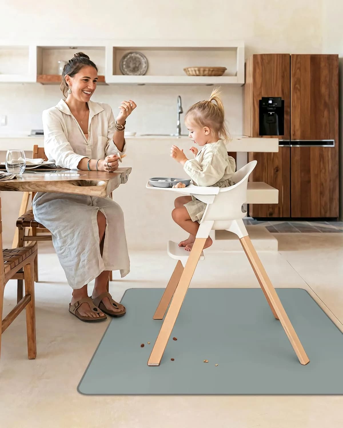 Blissful Diary 128cm Silver Mist Baby Splat Mat - Waterproof Floor Protector for High Chairs & Playtime - view 4