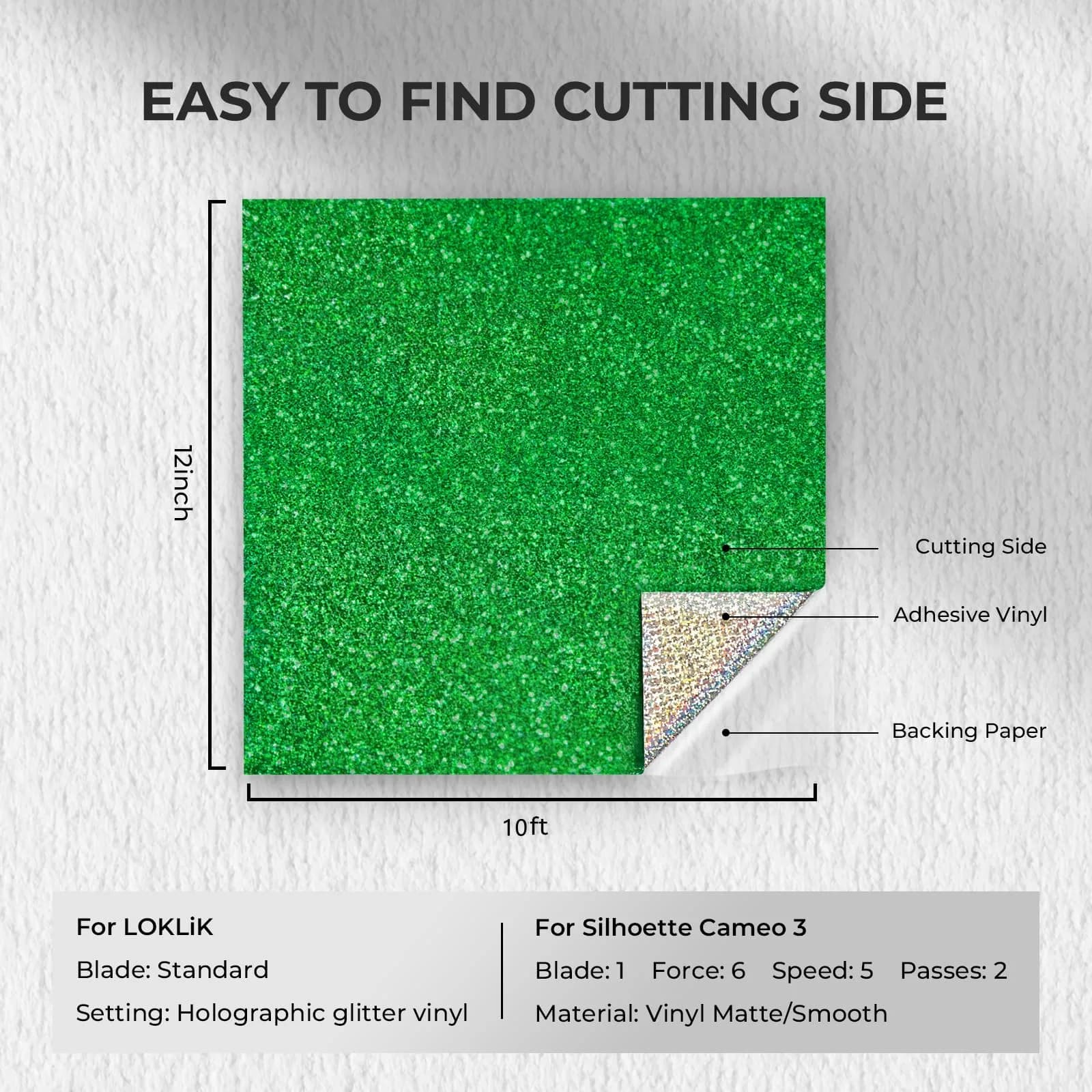 HTVRONT Holographic Glitter Permanent Vinyl Roll 12" x 10ft (30cm x 3.05m) | Crafting Vinyl for Cricut & Silhouette - view 3