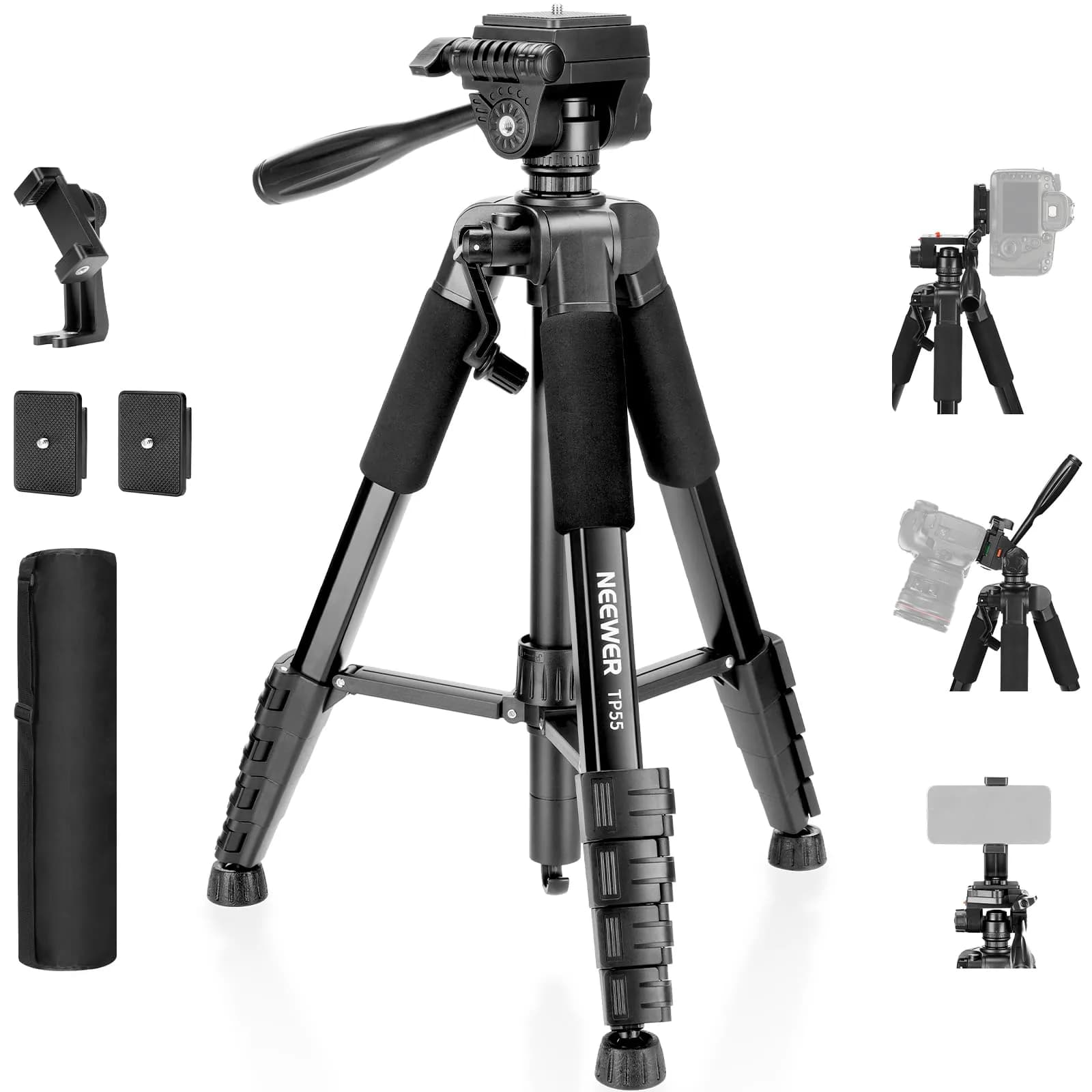 NEEWER Camera Tripod 71'' | Aluminum Lightweight Travel Stand with 3-Way Head