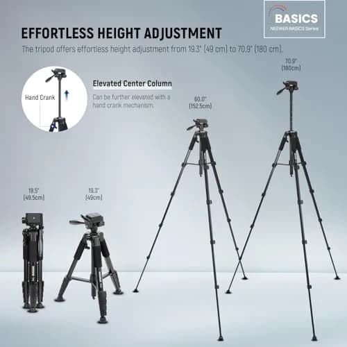 NEEWER Camera Tripod 71'' | Aluminum Lightweight Travel Stand with 3-Way Head thumbnail 2