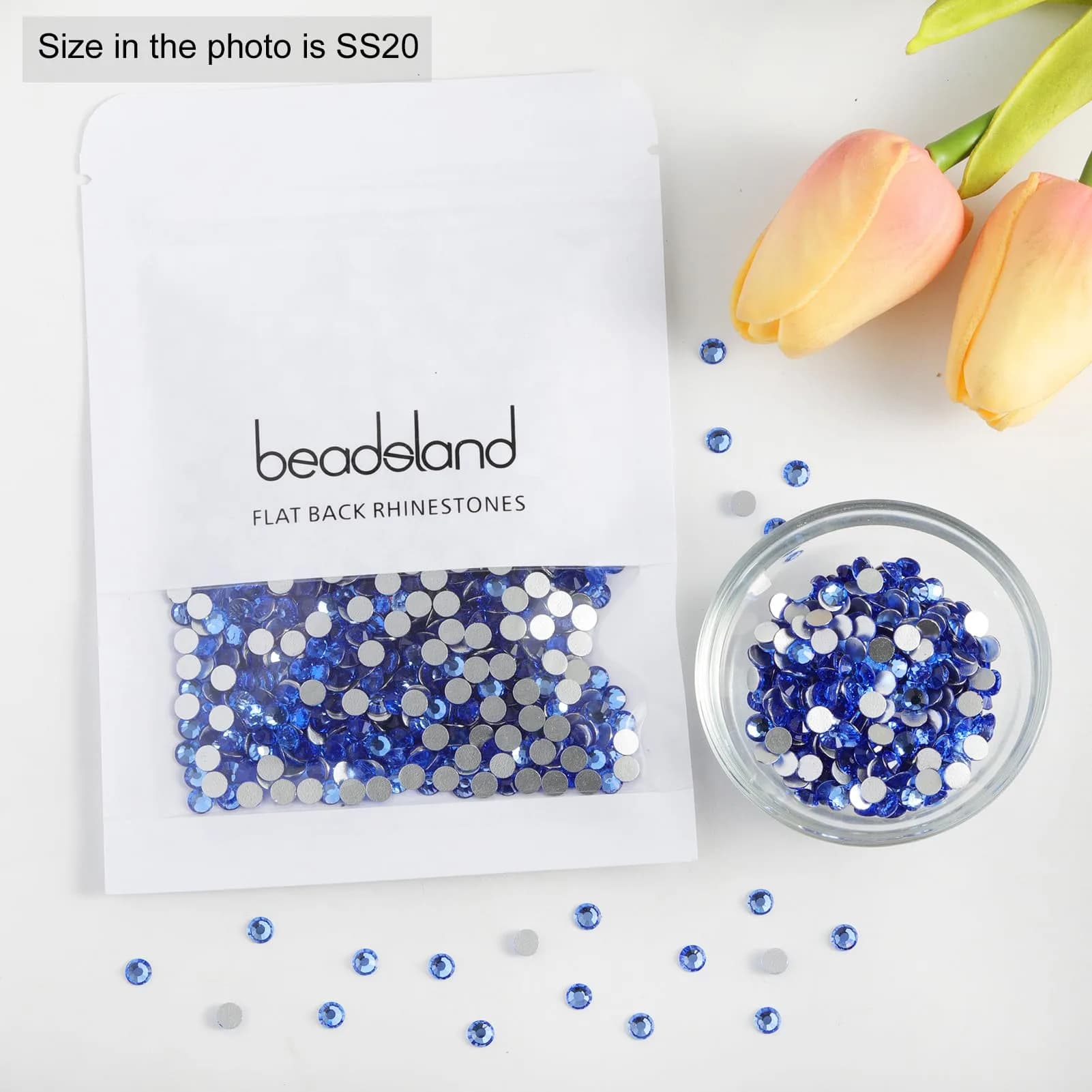 BEADSLAND Light Blue Round Flat Back Rhinestones for Nail Art & Crafts, SS34 (7.0-7.3mm), 288pcs | Sparkle for Your DIY Projects - view 5