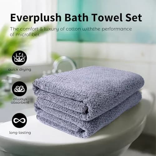 Everplush Diamond Collection Extra Large Bath Towel Sheet – 2 PK, Super Soft & Highly Absorbent, Quick-Drying, Oversized & Thick thumbnail 3