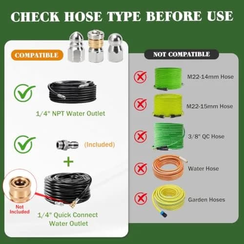 Javneo Sewer Jetter Nozzle Kit 3-Pack Stainless Steel with Rotating, Button Nose, Fixed Models, 1/4” Quick Connect, Up to 5000 PSI thumbnail 3