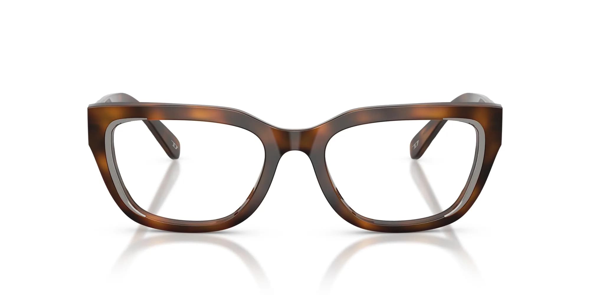 Diesel Prescription Eyewear Frames, Havana/Demo Lens, 54 mm | Unique Metal Detail & Rounded Temples - main product image