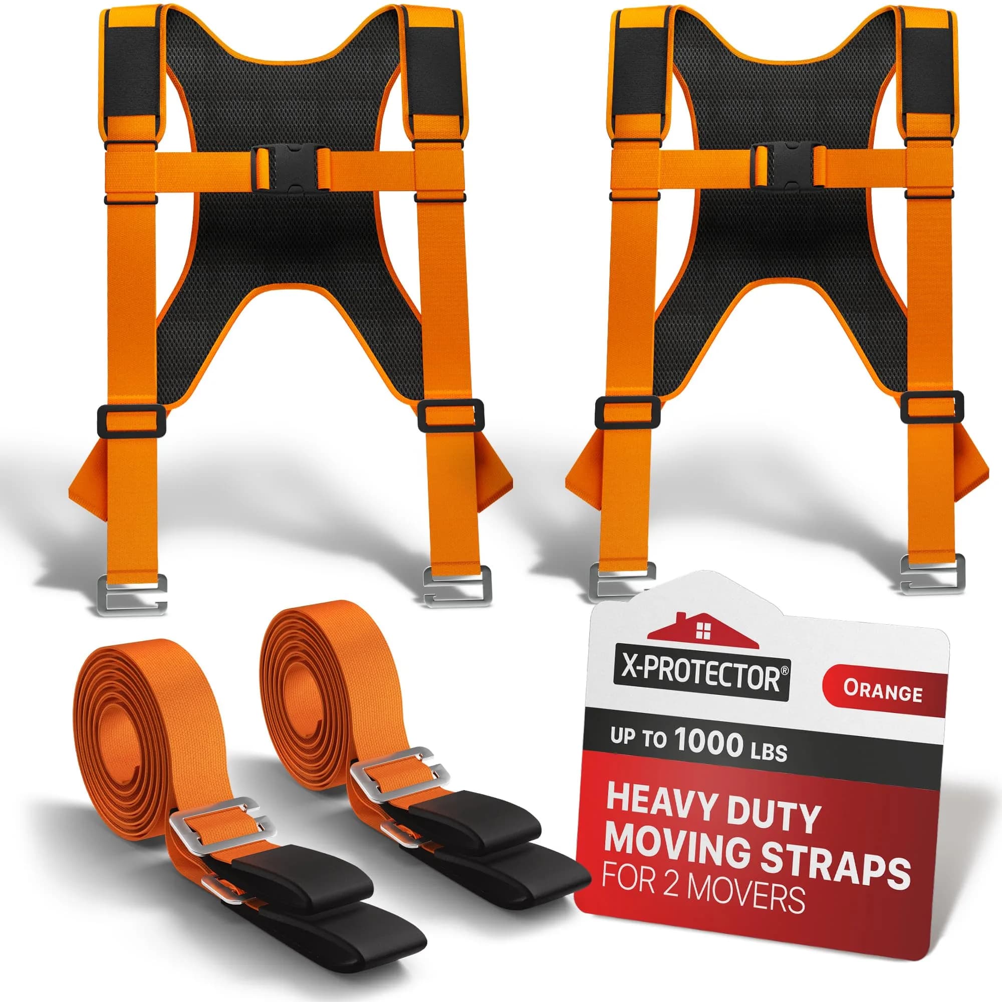 X-Protector Moving Straps 2 Pairs 1000 lb Capacity Nylon Lifting Straps with Sponge Pads | Ergonomic 2-Person System - main product image