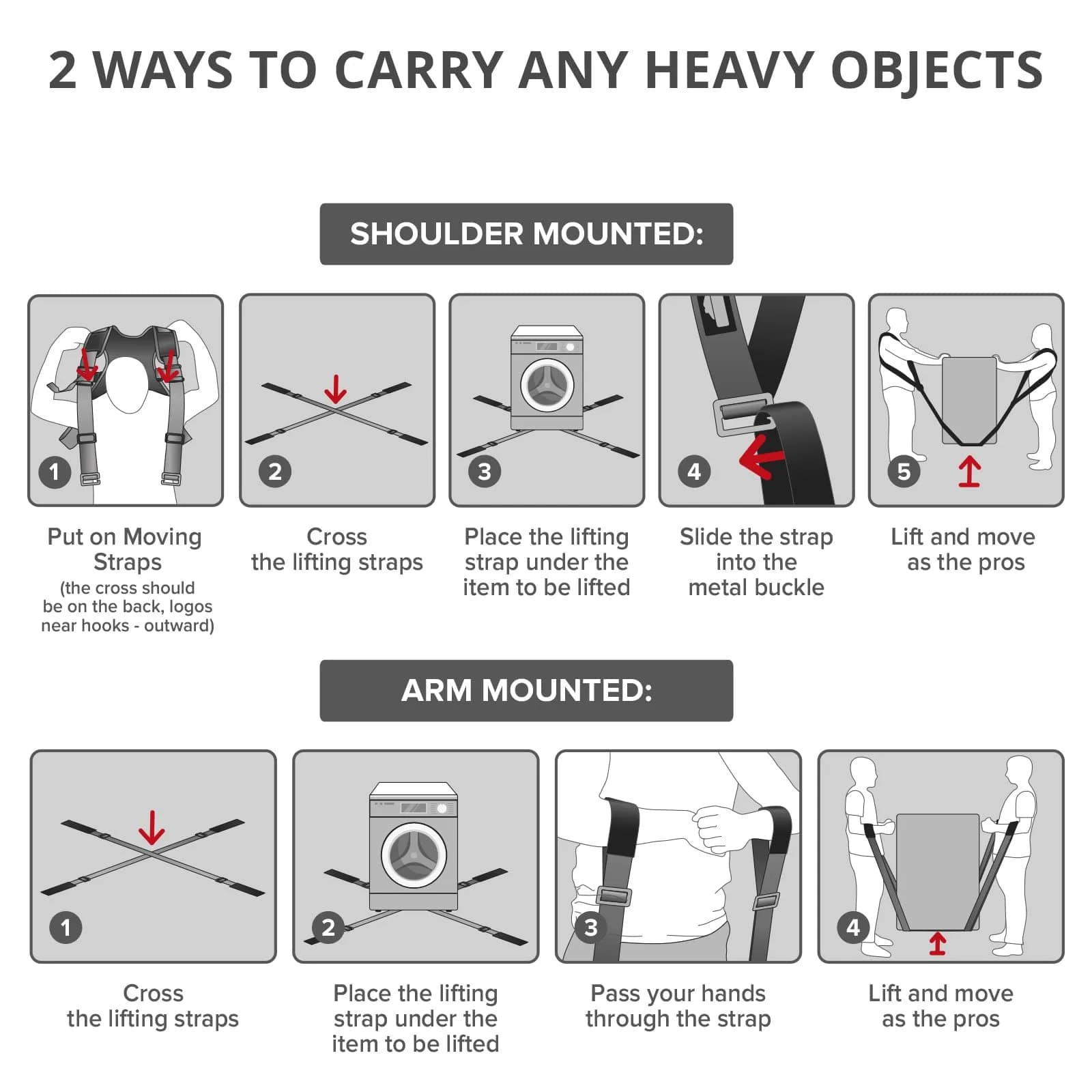 X-Protector Moving Straps 2 Pairs 1000 lb Capacity Nylon Lifting Straps with Sponge Pads | Ergonomic 2-Person System - view 5