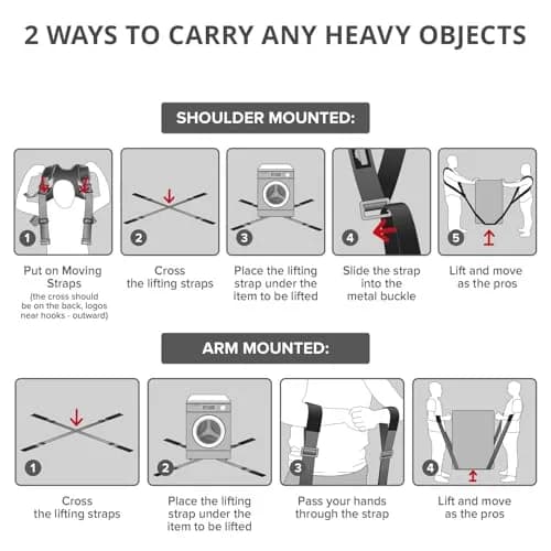 X-Protector Moving Straps 2 Pairs 1000 lb Capacity Nylon Lifting Straps with Sponge Pads | Ergonomic 2-Person System thumbnail 5