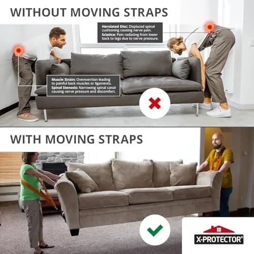 X-Protector Moving Straps 2 Pairs 1000 lb Capacity Nylon Lifting Straps with Sponge Pads | Ergonomic 2-Person System thumbnail 2