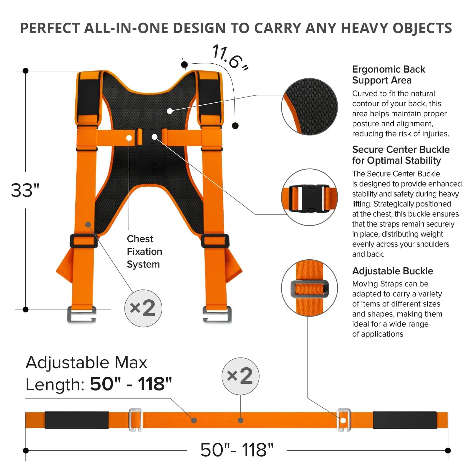 X-Protector Moving Straps 2 Pairs 1000 lb Capacity Nylon Lifting Straps with Sponge Pads | Ergonomic 2-Person System - view 3