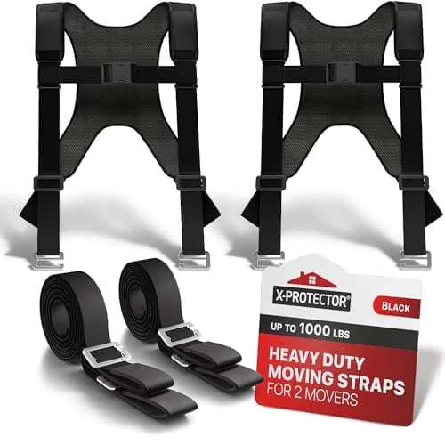 X-Protector Moving Straps 2 Pairs (4 Total) Black Lifting Straps for 2 Movers thumbnail 1