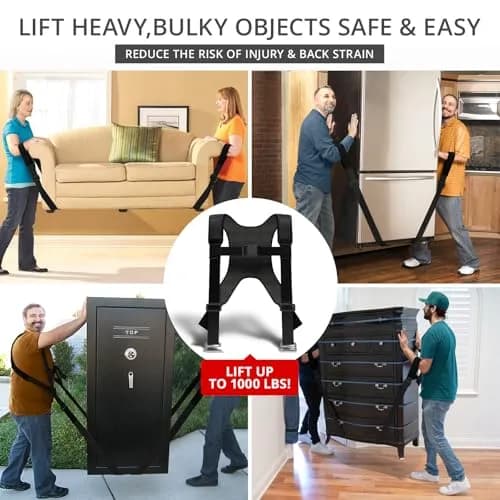 X-Protector Moving Straps 2 Pairs (4 Total) Black Lifting Straps for 2 Movers thumbnail 4