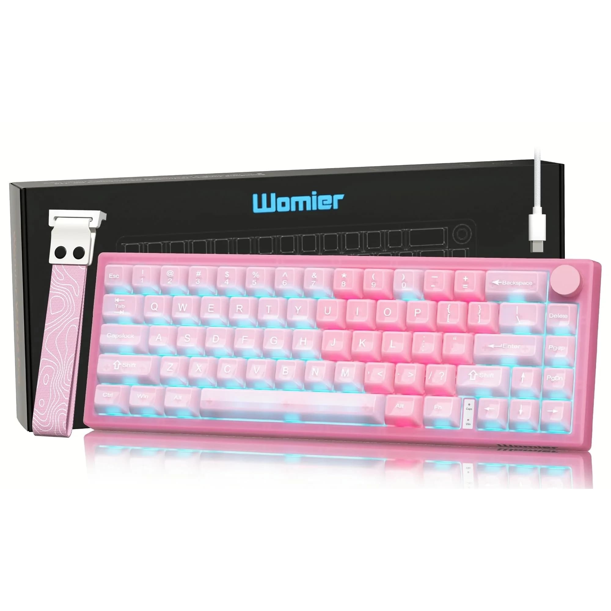 Womier 60% Mechanical Keyboard Pink | QMK/VIA Hot Swappable Gasket Mount RGB Wired Gaming Keyboard with POM Linear Switches (VK66 PRO-Jelly) - main product image
