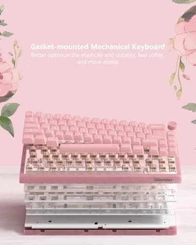 Womier 60% Mechanical Keyboard Pink | QMK/VIA Hot Swappable Gasket Mount RGB Wired Gaming Keyboard with POM Linear Switches (VK66 PRO-Jelly) thumbnail 6
