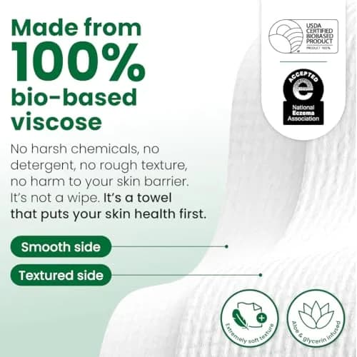 CLEAN SKIN CLUB Sensitive Skin Clean Towels XL, 50 Count | Dermatologist Approved Dry Wipes thumbnail 6