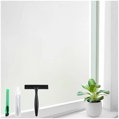 Homein Frosted Glass Window Privacy Film with Tools, Static Cling, Pure | UV Blocking, Reusable & Easy DIY thumbnail 1