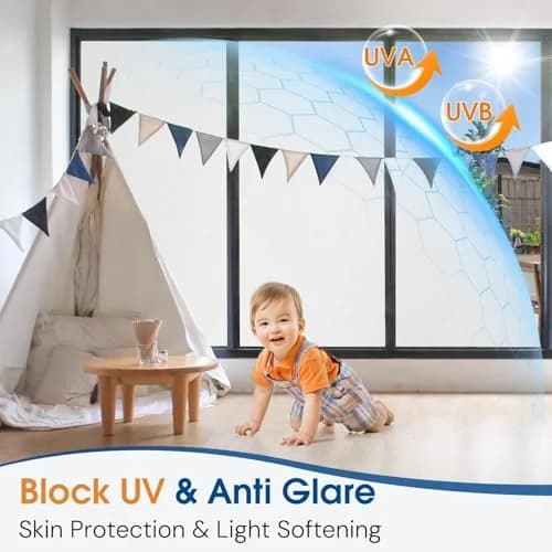 Homein Frosted Glass Window Privacy Film with Tools, Static Cling, Pure | UV Blocking, Reusable & Easy DIY thumbnail 5