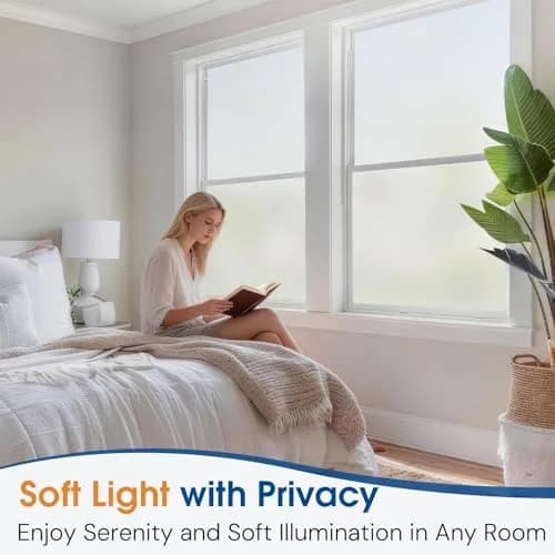 Homein Frosted Glass Window Privacy Film with Tools, Static Cling, Pure | UV Blocking, Reusable & Easy DIY thumbnail 2