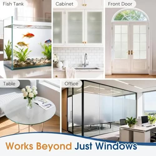 Homein Frosted Glass Window Privacy Film with Tools, Static Cling, Pure | UV Blocking, Reusable, Easy DIY thumbnail 7