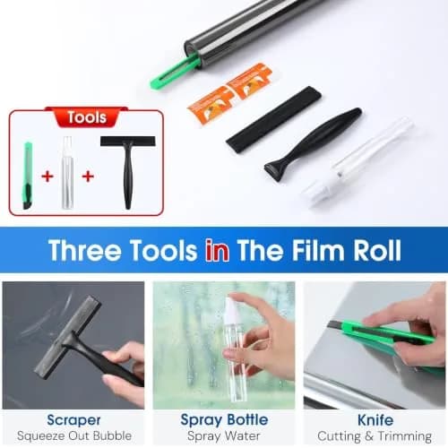 Homein Window Tint for Home with Tools, Black Silver | Static Cling, UV & Heat Reflective Film (23.6" x 157.4") thumbnail 8