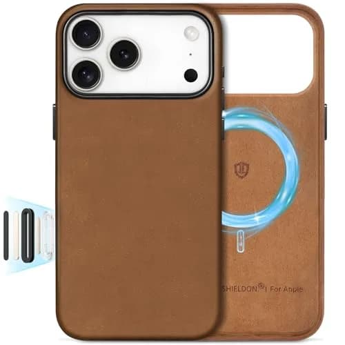 SHIELDON Genuine Leather Case for iPhone 18 Pro Max/17 Pro Max 6.9" | Shockproof & MagSafe Compatible thumbnail 1