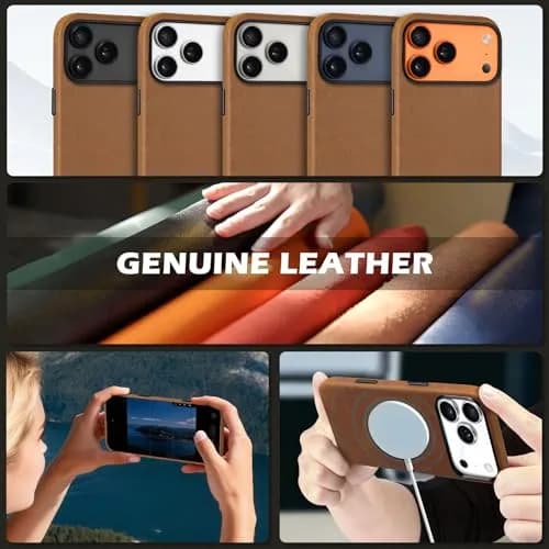 SHIELDON Genuine Leather Case for iPhone 18 Pro Max/17 Pro Max 6.9" | Shockproof & MagSafe Compatible thumbnail 8