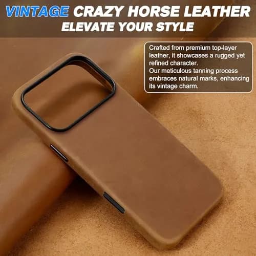 SHIELDON Genuine Leather Case for iPhone 18 Pro Max/17 Pro Max 6.9" | Shockproof & MagSafe Compatible thumbnail 3