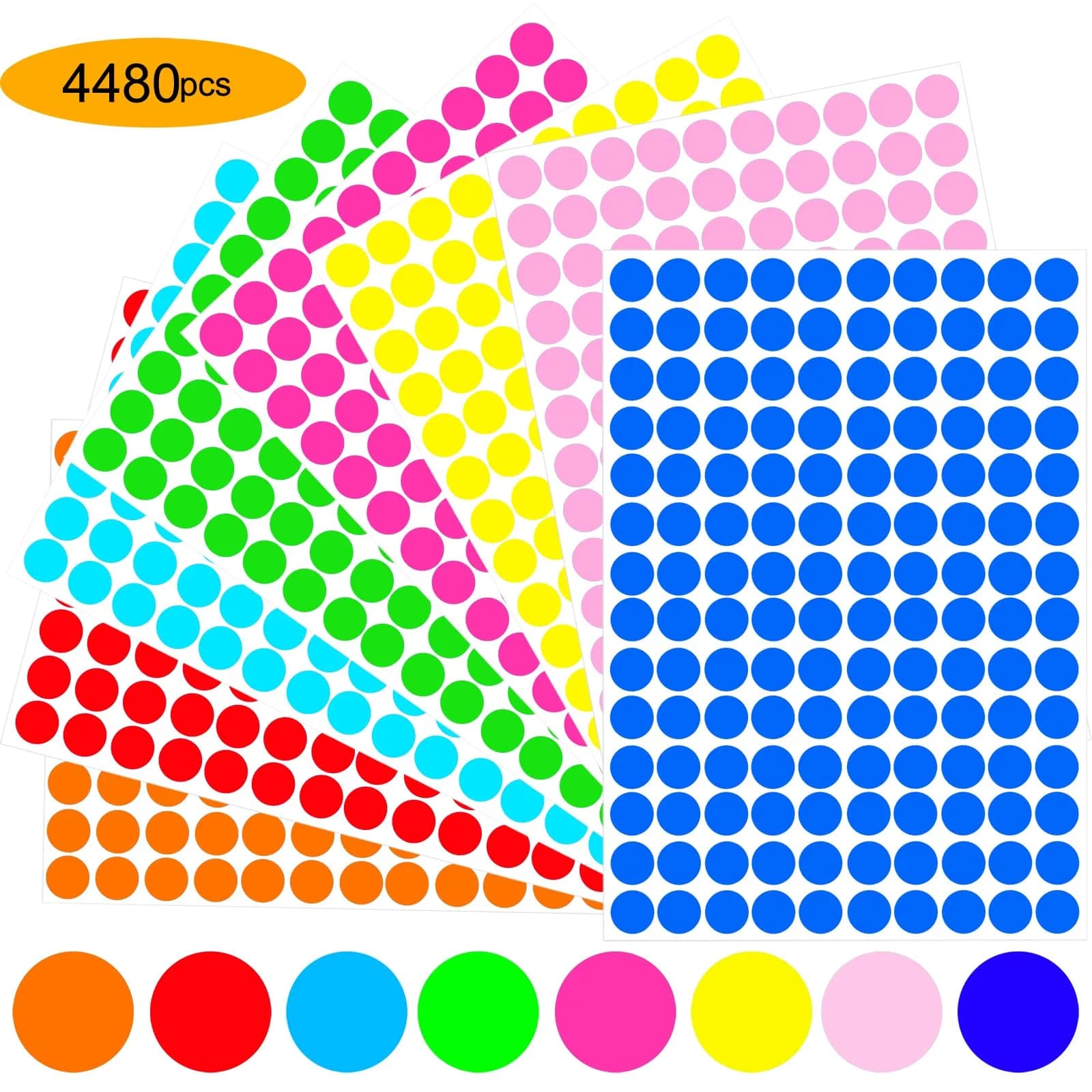 Darfukei Garage Sale Price Stickers Value Pack | 4480 Pieces | Assorted Colors & Prices for Yard Sales - main product image