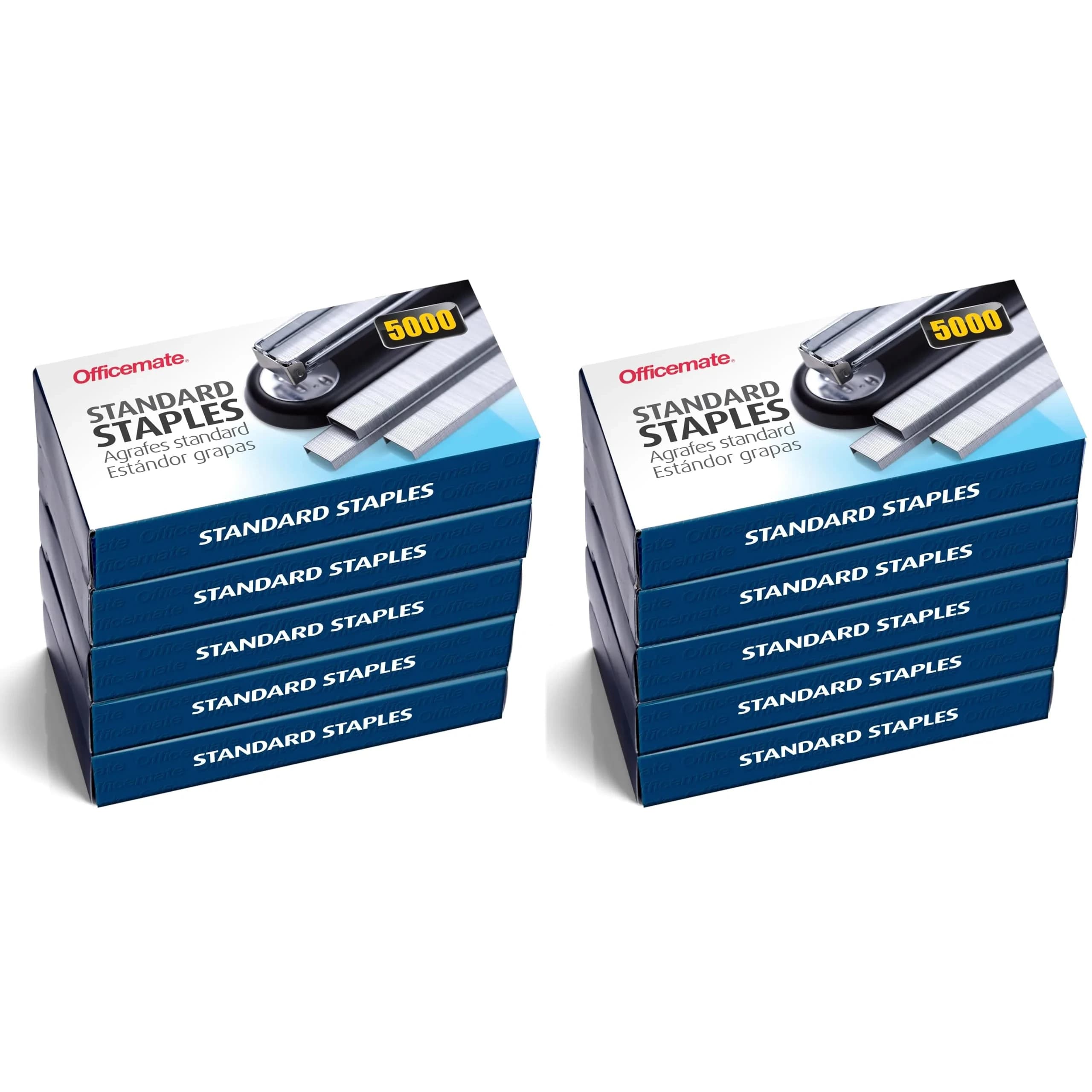 Officemate Standard Staples 5 Boxes (25,000 Staples) | 1/4-inch Leg, 20-Sheet Capacity — 5 Boxes