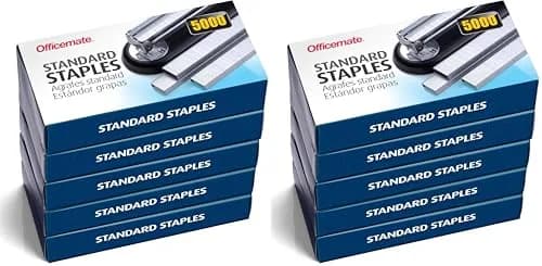 Officemate Standard Staples 5 Boxes (25,000 Staples) | 1/4-inch Leg, 20-Sheet Capacity thumbnail 1
