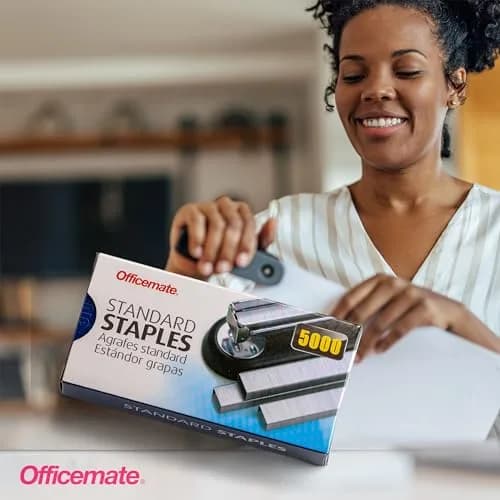 Officemate Standard Staples 5 Boxes (25,000 Staples) | 1/4-inch Leg, 20-Sheet Capacity thumbnail 2
