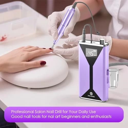 HELIVIVE Professional Electric Nail Drill 45000RPM Cordless Nail File, Purple | Upgraded Motor Boosts Polishing Efficiency 200% thumbnail 6