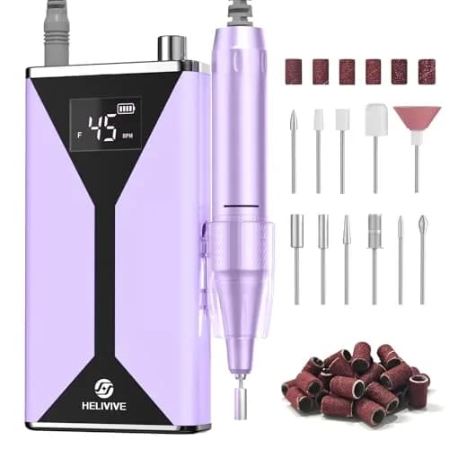 HELIVIVE Professional Electric Nail Drill 45000RPM Cordless Nail File, Purple | Upgraded Motor Boosts Polishing Efficiency 200% thumbnail 1