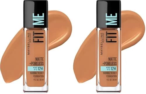 Maybelline Fit Me Matte + Poreless Liquid Foundation, Classic Tan, 2 fl oz (60 ml) | Oil-Free, Pore Minimizing thumbnail 1