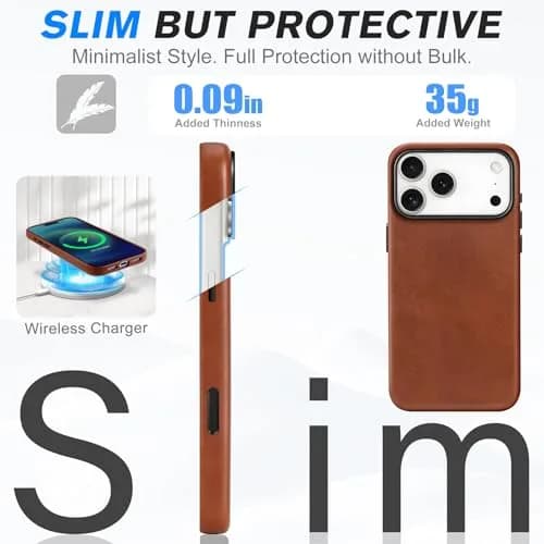 SHIELDON Genuine Leather Case for iPhone 18 Pro Max/17 Pro Max | Magnetic MagSafe Support & Shockproof thumbnail 6
