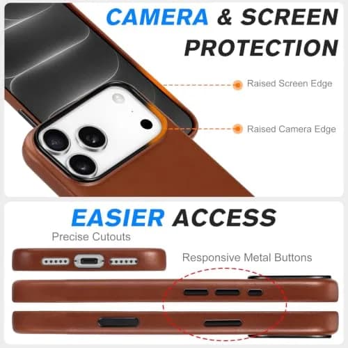 SHIELDON Genuine Leather Case for iPhone 18 Pro Max/17 Pro Max | Magnetic MagSafe Support & Shockproof thumbnail 7
