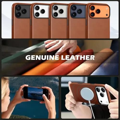 SHIELDON Genuine Leather Case for iPhone 18 Pro Max/17 Pro Max | Magnetic MagSafe Support & Shockproof thumbnail 9