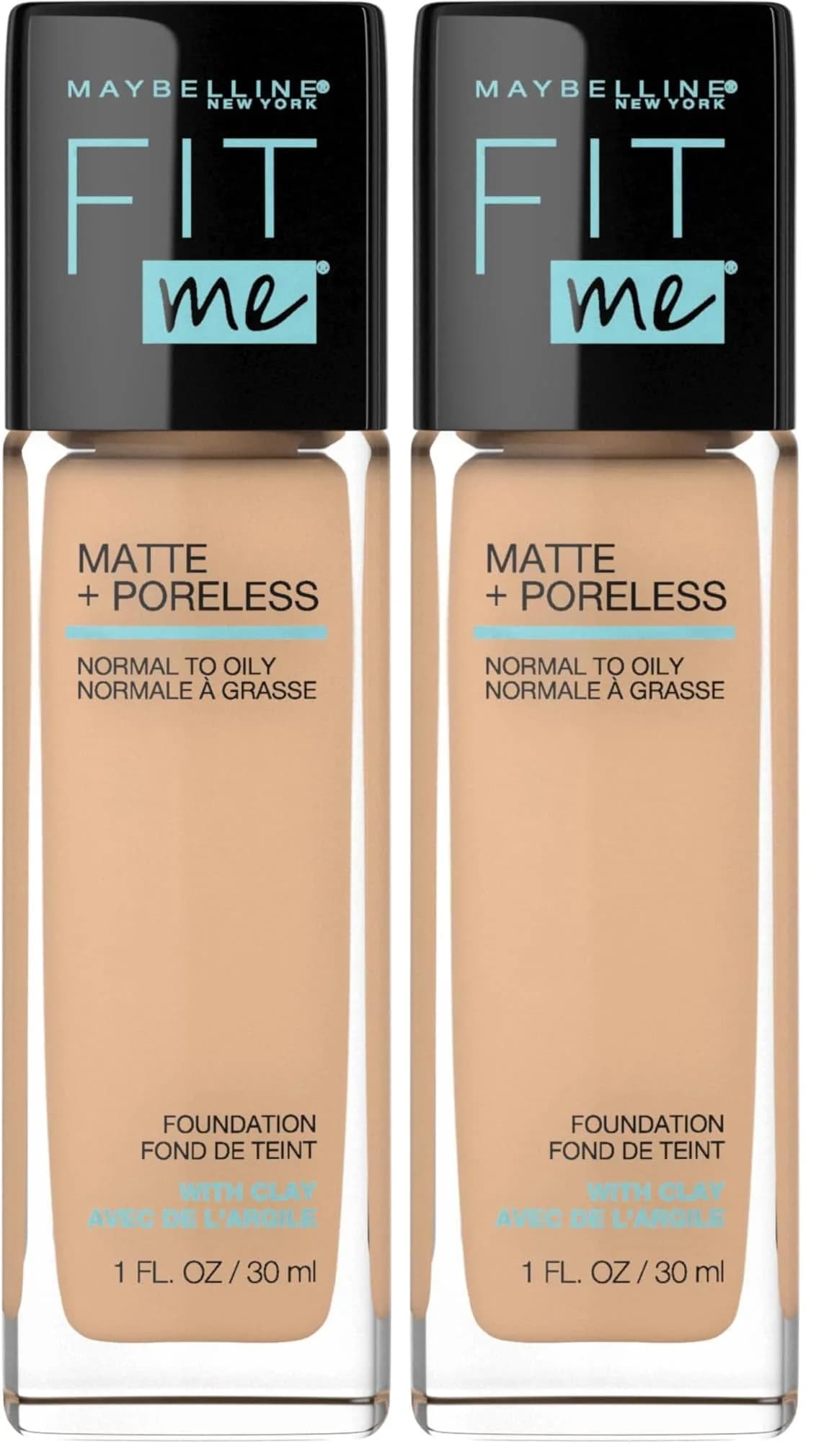 Maybelline Fit Me Matte + Poreless Foundation, Warm Nude, Pack of 2 - main product image