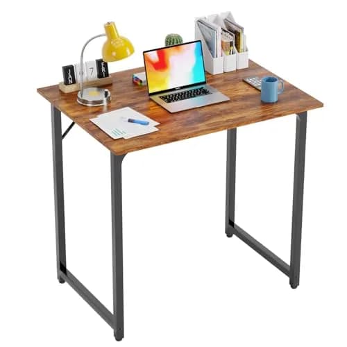 PayLessHere 32 Inch Computer Desk Vintage Style | Sturdy Metal Frame & Wood Top thumbnail 1
