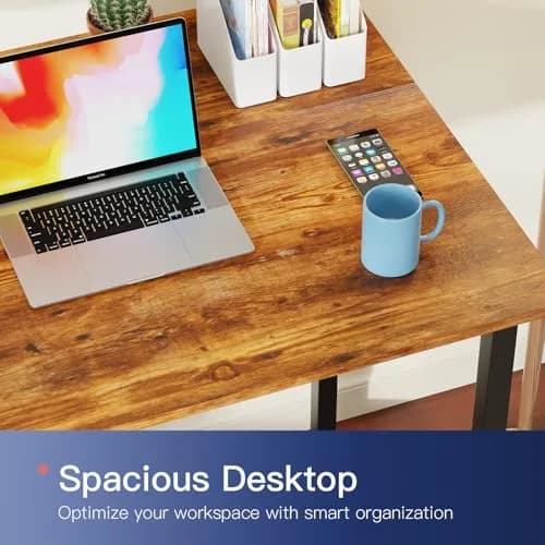 PayLessHere 32 Inch Computer Desk Vintage Style | Sturdy Metal Frame & Wood Top thumbnail 4