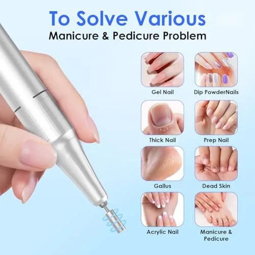 HELIVIVE Professional Cordless Electric Nail Drill 45000RPM | Aluminum Alloy Motor, Type-C Charging, 8-10 Hr Battery thumbnail 5