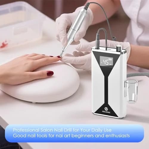 HELIVIVE Professional Cordless Electric Nail Drill 45000RPM | Aluminum Alloy Motor, Type-C Charging, 8-10 Hr Battery thumbnail 6