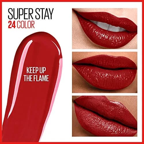 MAYBELLINE Super Stay 24 Keep Up The Flame Red Liquid Lipstick | 24-Hour Wear, Moisturizing Balm thumbnail 3