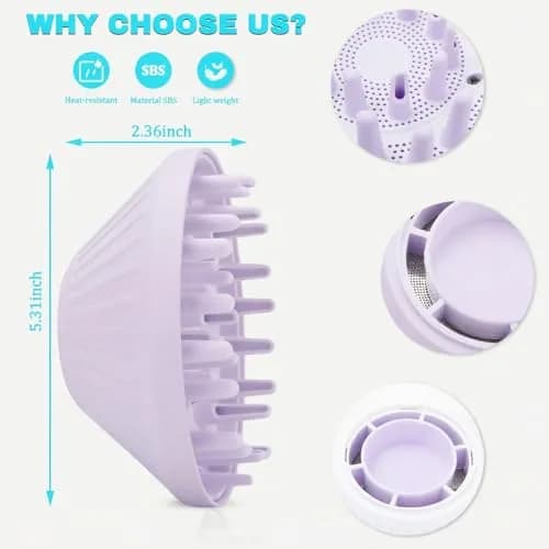 SEICHYGO Purple Diffuser for Hair Dryer | Compatible with Laifen SE Lite, 360° Rotating, Gentle on Fine Hair (150 characters) thumbnail 5