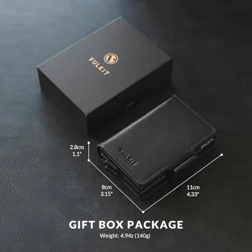 VULKIT Credit Card Holder RFID Blocking Genuine Leather Pop Up Wallet 11x8x2.8 cm thumbnail 6