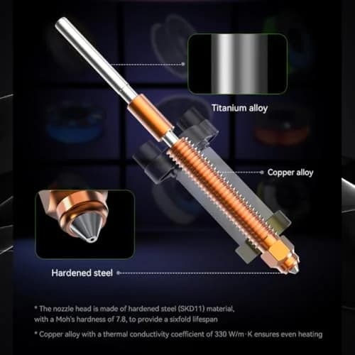 Yilirongren K2 Plus Nozzle 0.4mm 350°C Quick Swap Hotend Assembly | All-Metal Integrated Design for Creality K2 Plus 3D Printer thumbnail 7