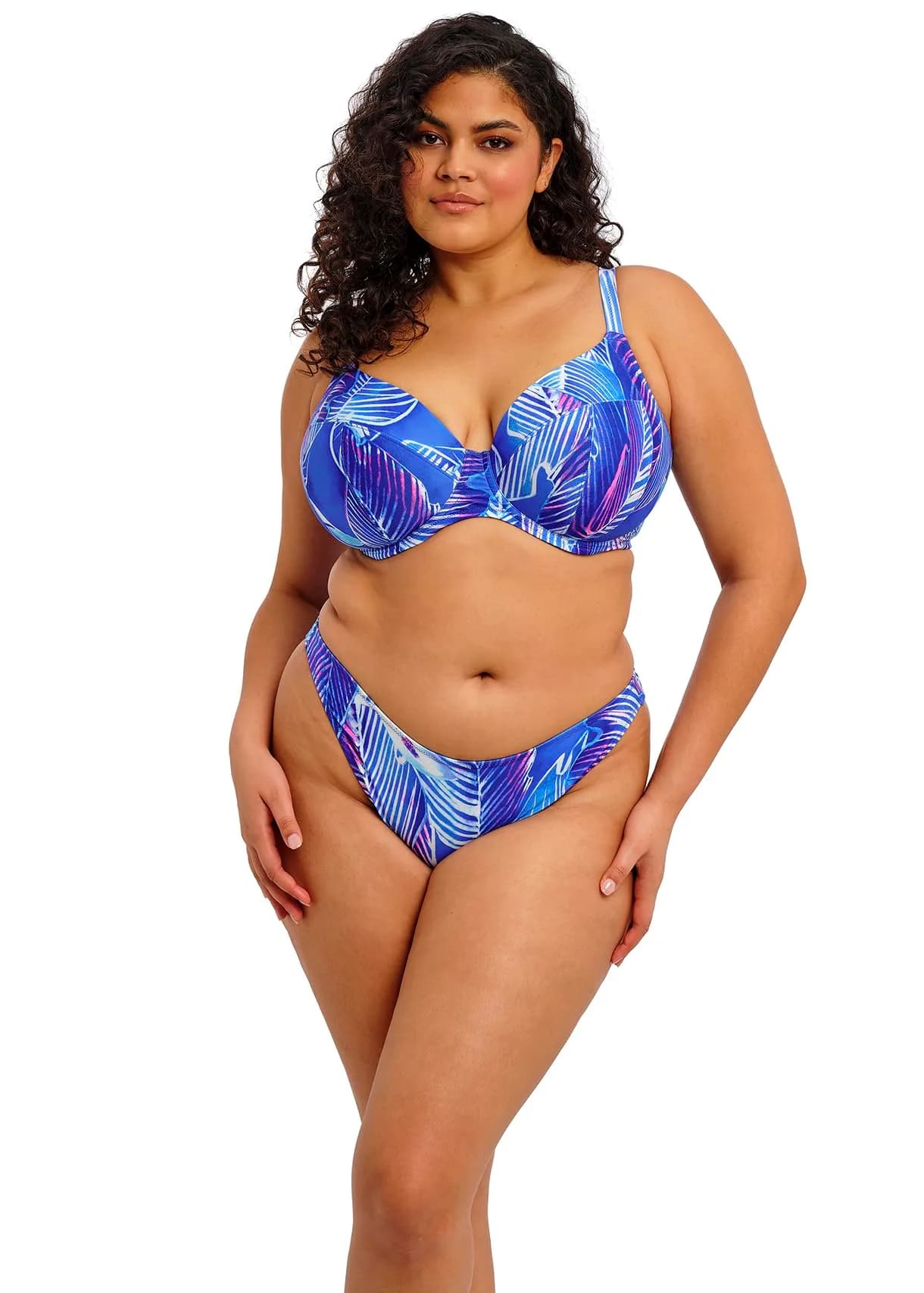 Elomi Swim Maluku Island Underwire Plunge Bikini Top 36HH | Supportive, Fully Lined, UK Sizing — Atlantic / 36FF